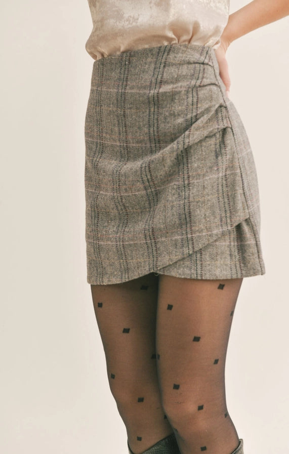 League Herringbone Mini Skirt